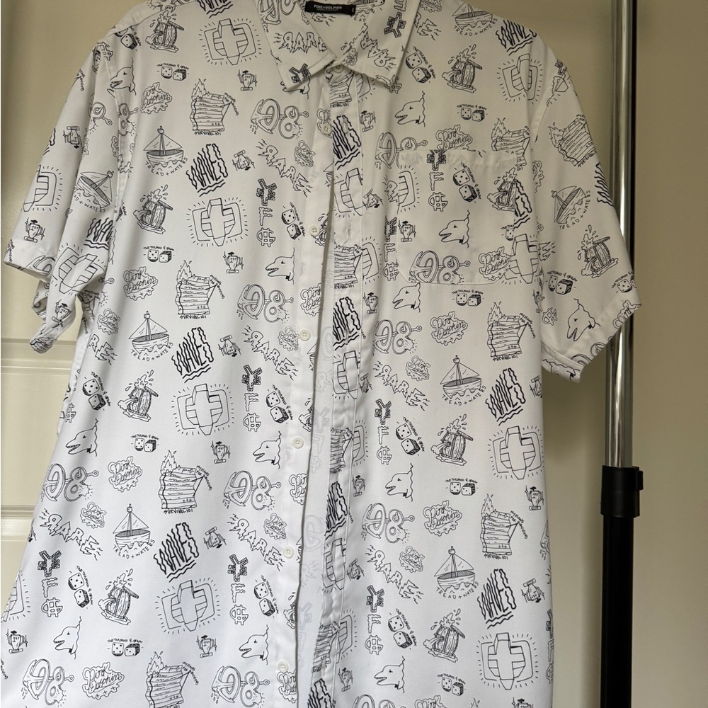 Pink Dolphin Men's White Graphic Shirt - Size XXL (Worn - Excellent Condition)